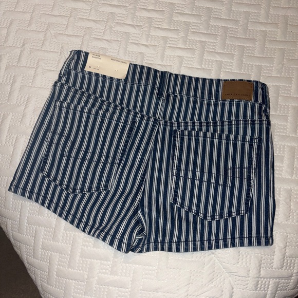 American Eagle Outfitters Navy Striped Jean Shorts - Picture 3 of 5